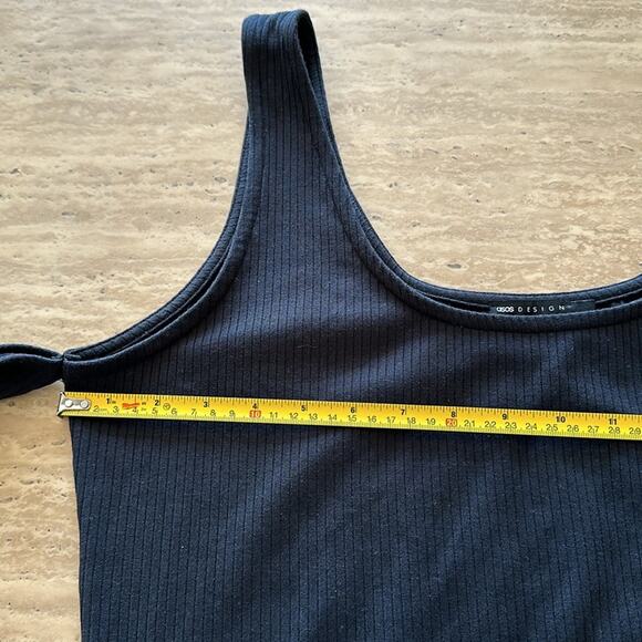 Black Ribbed Cold Shoulder Long Sleeve Midi ASOS Plus Size DressZZ18 - Picture 6 of 12